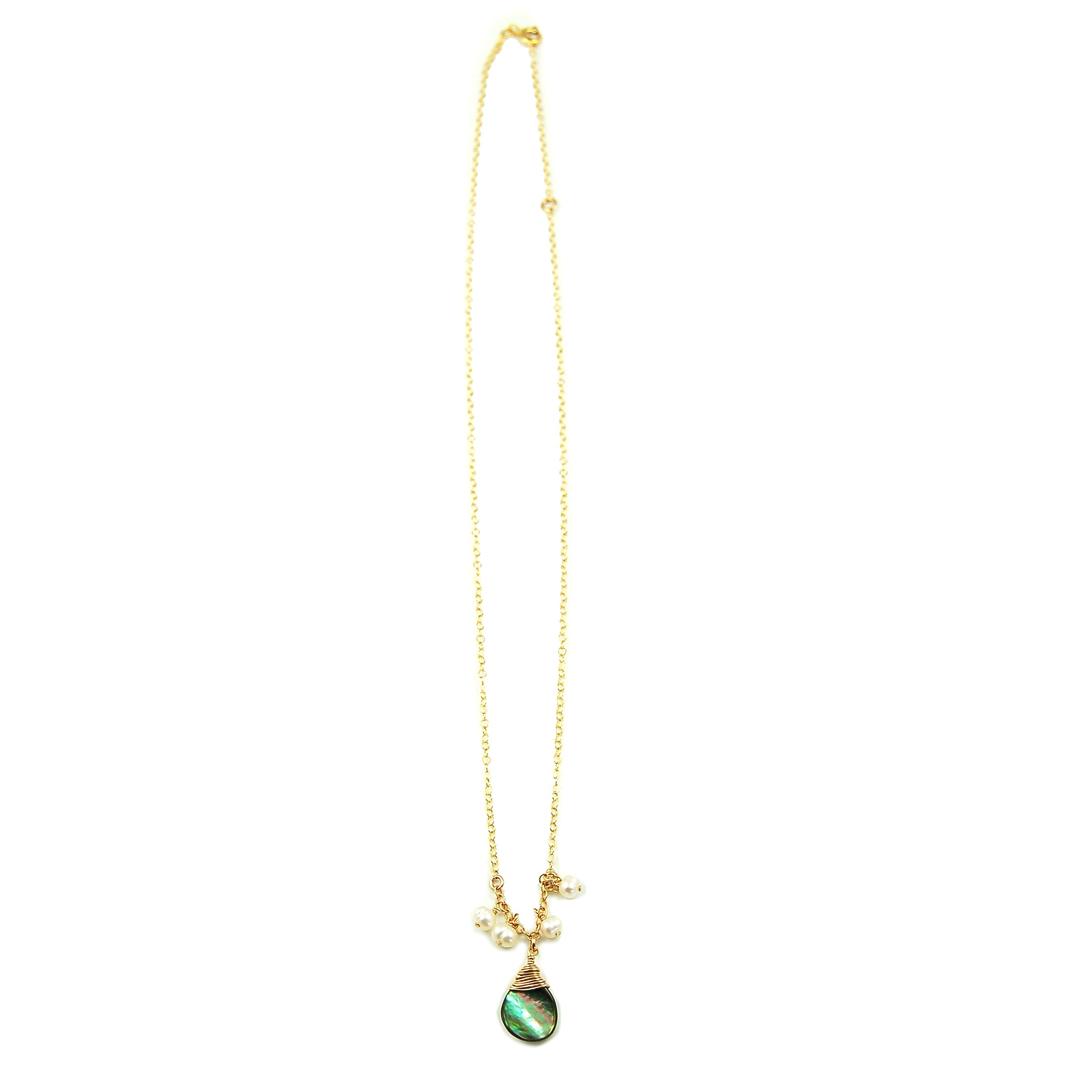 Abalone and Pearl Drop Necklace