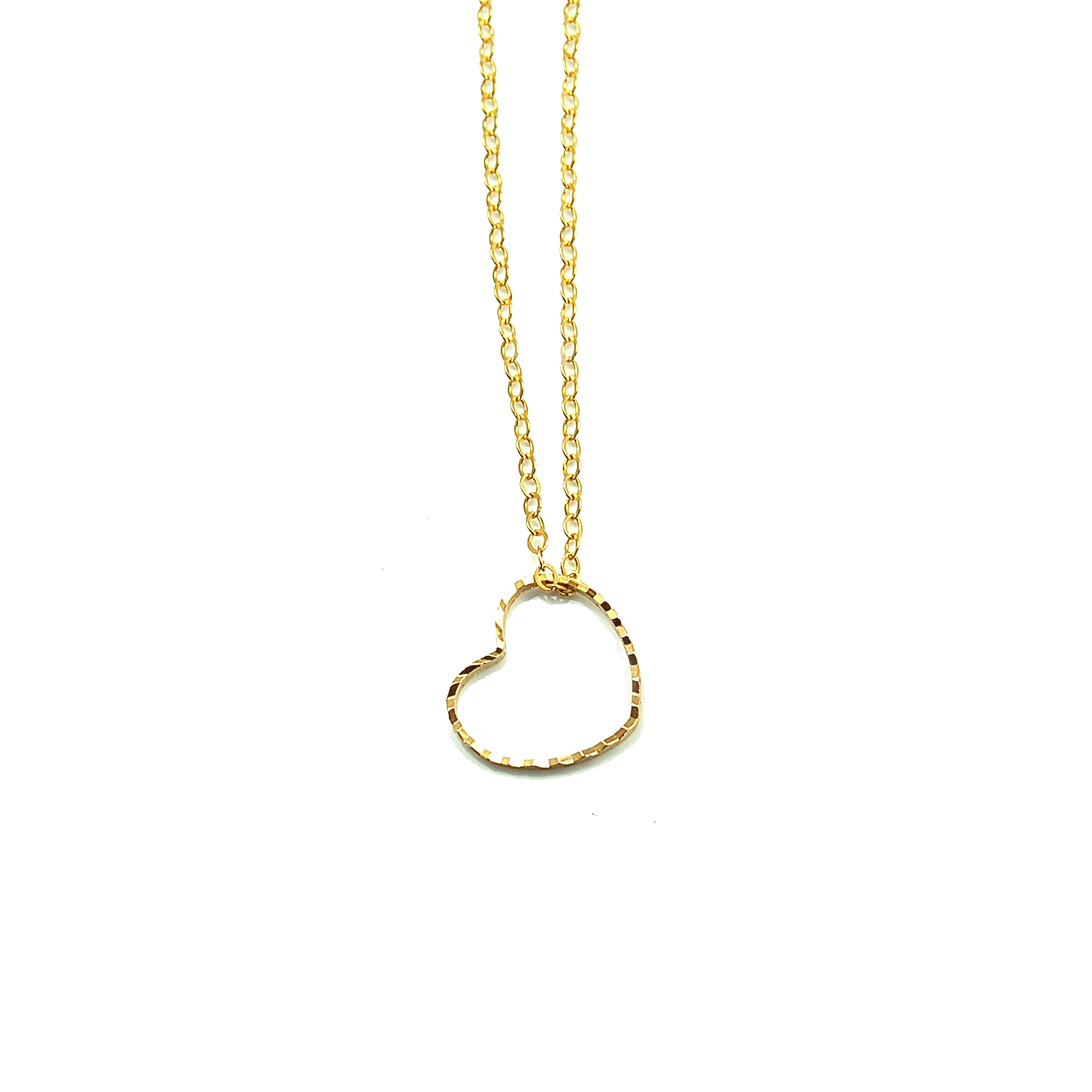 Gold floating heart necklace sales