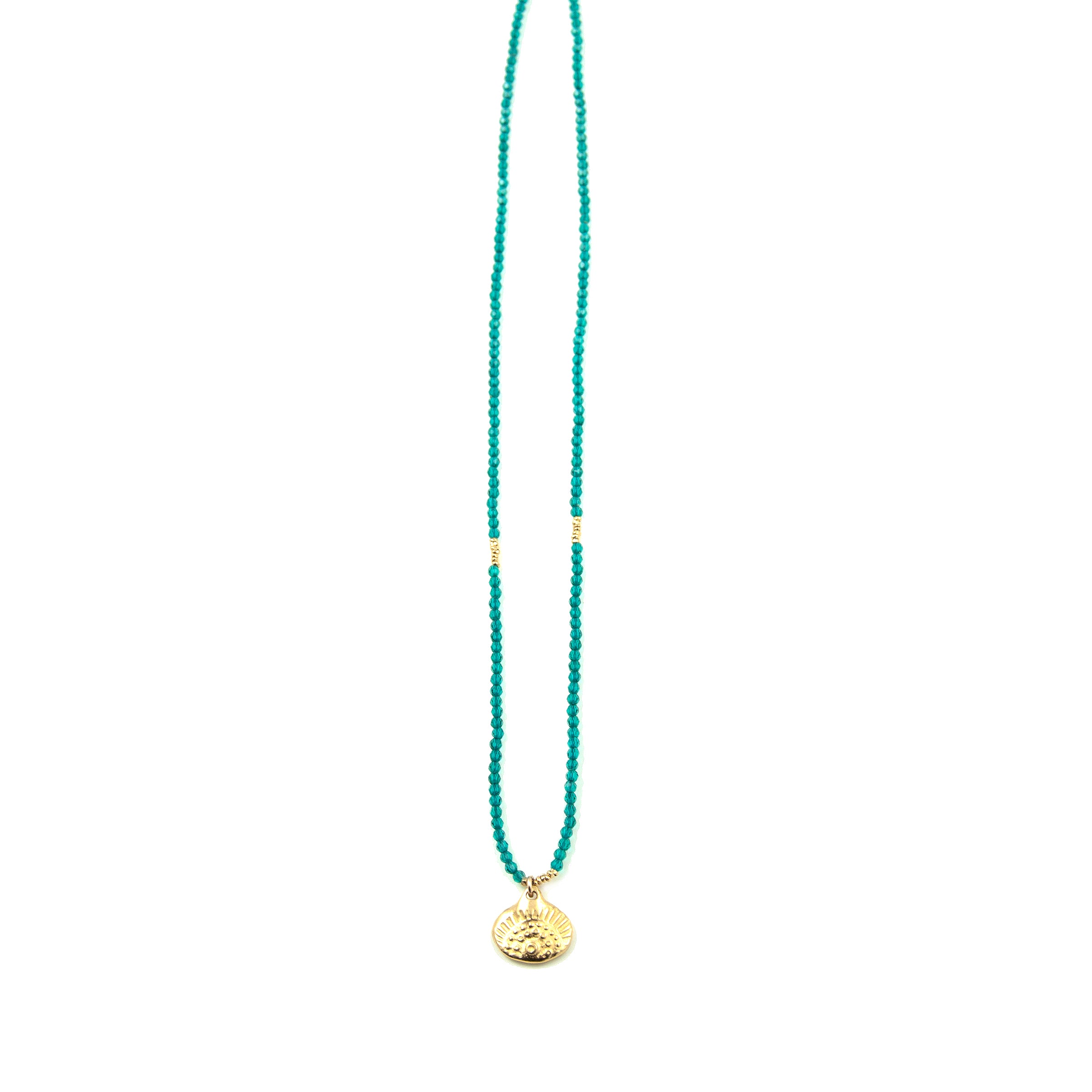 Teal CZ Sunburst Necklace
