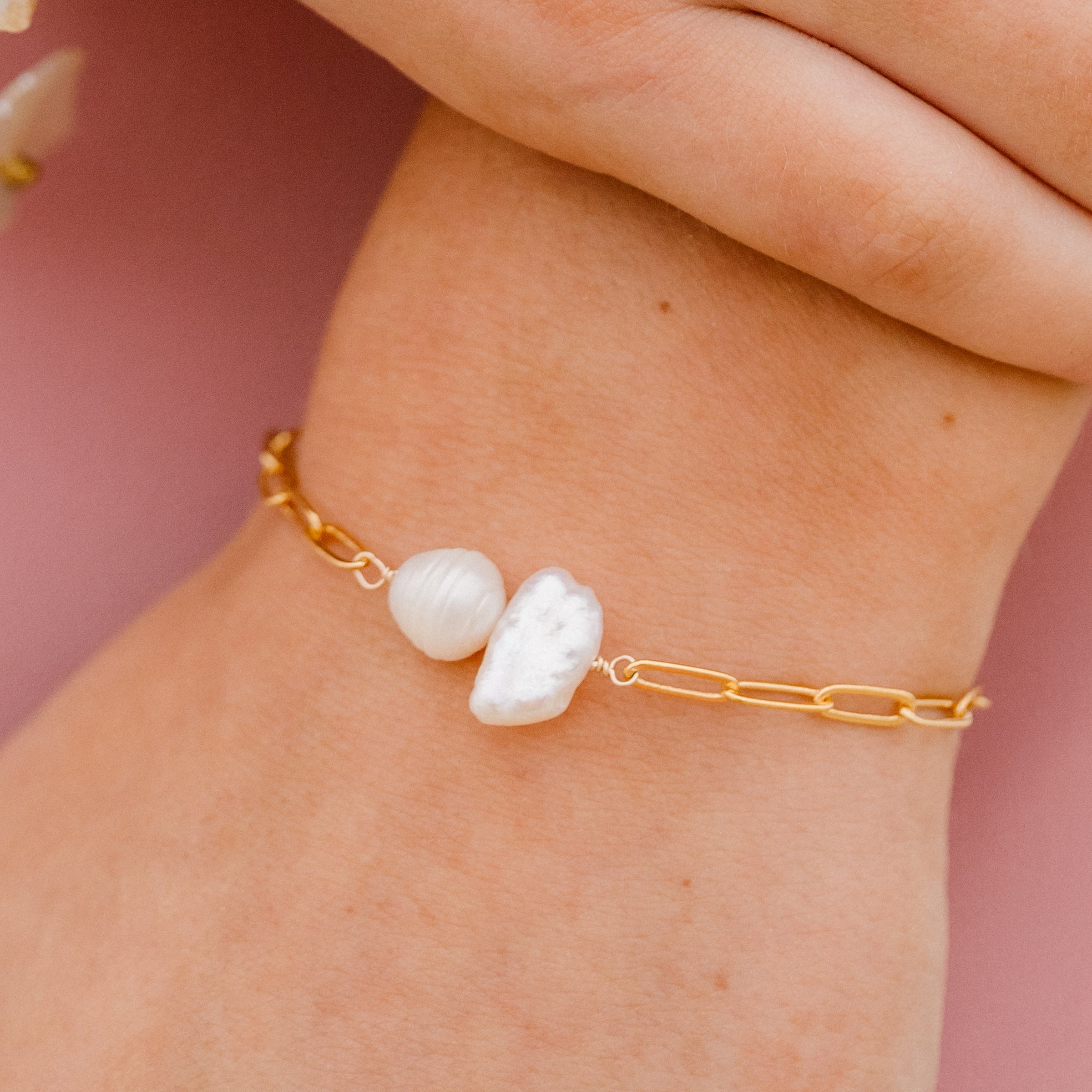 Double Pearl Chain Bracelet