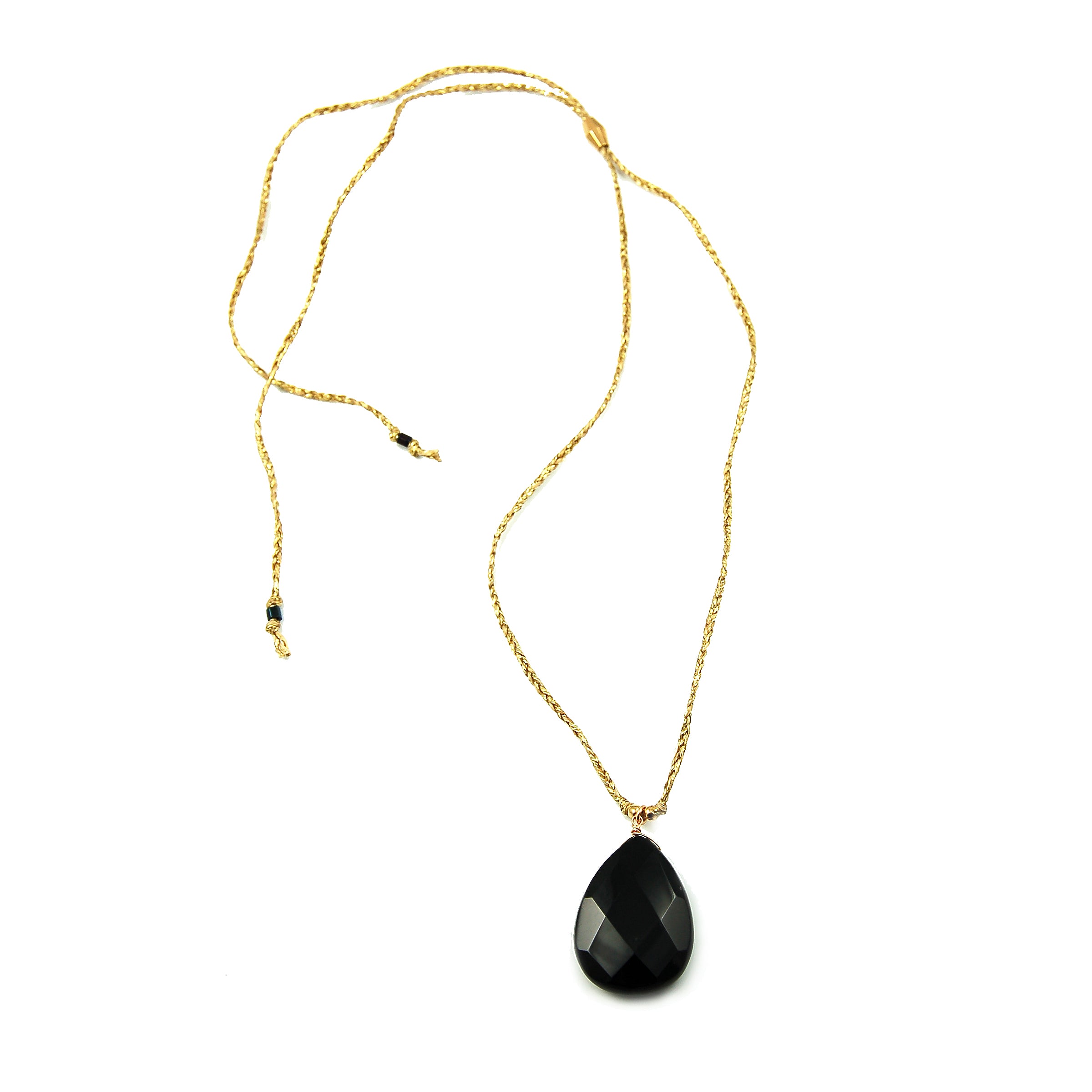 Onyx Drop Cord Necklace